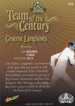 2008 NRL Centenary - Team of the Century #TC16 Graeme Langlands Back